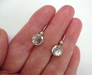 Vintage Art Deco Sterling Silver Rock Crystal Drop Earrings 3