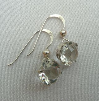 Vintage Art Deco Sterling Silver Rock Crystal Drop Earrings 4