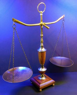 Vintage Brass and Wood Scale of Justice 2