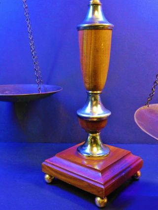 Vintage Brass and Wood Scale of Justice 5