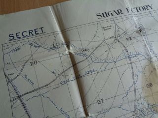 Ww1 (1917) Rare " Secret " Map Entitled " Sugar Factory " (from Vimy Ridge To Oppy)