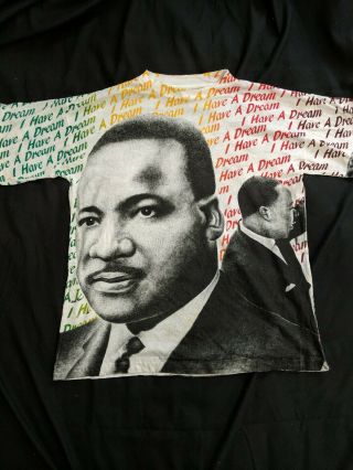 Vtg Martin Luther King Jr Mlk Malcolm X Shirt Dream All Over Print Single Stitch