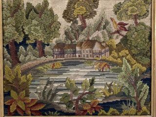 19th Century French Needlework Embroidery Of The Queens House Versailles