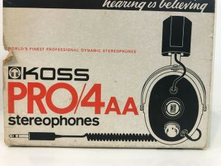 Vintage Koss Pro/4AA Stereophones Headphones And Paperwork 2