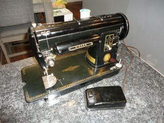 Vintage Black Singer 301a Slant Sewing Machine W/ Pedal