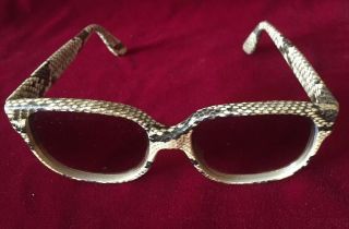 Vintage Emmanuelle Khanh Python Snake Skin Made In Paris Sunglasses