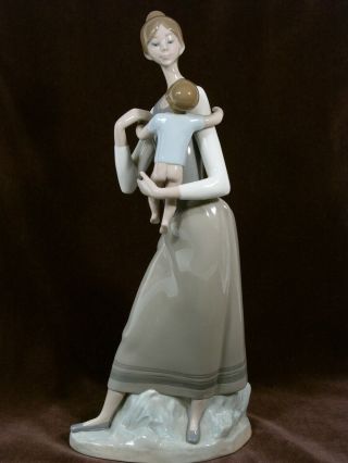 Vintage Lladro Porcelain Figurine 4701 Maternal Mother And Child Baby 13 " Js