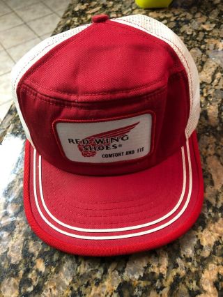 Vintage Red Wing Shoes Patch Trucker Snapback Mesh Hat Made In The Usa Large