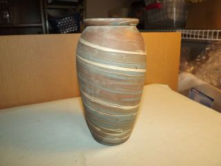 Vintage Niloak Mission Swirl Arts Vase 8 " Tall Marked On Bottom Excellant Cond.