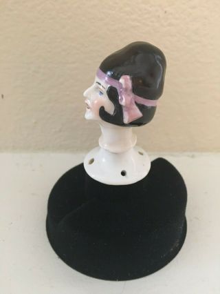 1920’s Art Deco Flapper Woman German Porcelain Half Doll Pincushion Head 3