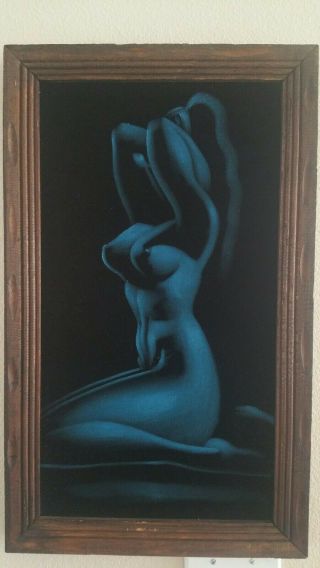vintage mid - century modern velvet female nude artwork set of 4 framed unsigned 4