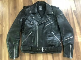 Vintage Black Leather Motorcycle Jacket Hein Gericke Biker Mens 42