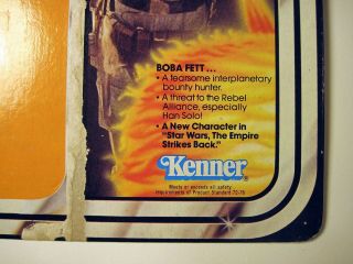 1979 vintage Star Wars Boba Fett action figure card - back in 6