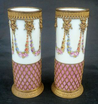 Antique Ormolu Mounted Bernardaud & Co Limoges French Porcelain Vases