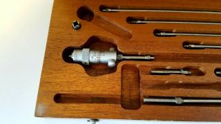 Vintage Starrett Vernier Depth Gauge Micrometer Set in Wooden Case 3