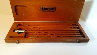 Vintage Starrett Vernier Depth Gauge Micrometer Set in Wooden Case 5