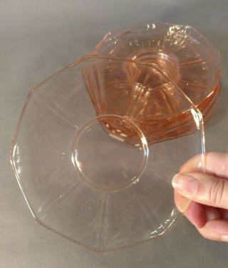 Pink Depression Glass Saucer Set Of 6 Indiana Glass Artura Vintage Rare 9 Sided