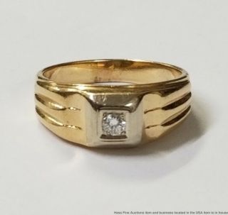 14k Gold Vintage Mens Diamond Solitaire Ring Size 10.  25 6.  6g