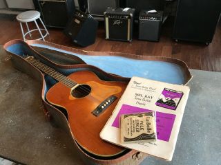 Vintage Harmony Tenor Acoustic Guitar Strung Left Handed H15.  W/ Case