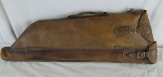 Vintage Leather Rifle Case Scabbard Gun Case Lined Buckles Holder Brown