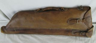 Vintage Leather Rifle Case Scabbard Gun Case Lined Buckles Holder Brown 3