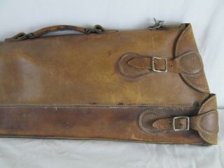 Vintage Leather Rifle Case Scabbard Gun Case Lined Buckles Holder Brown 4