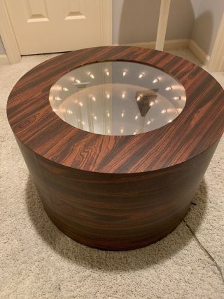 Vtg Modern 1980s Infinity Mirror End Table Or Small Coffee Table