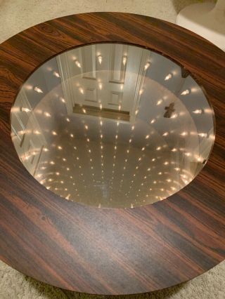 Vtg Modern 1980s Infinity Mirror End Table or Small Coffee Table 3
