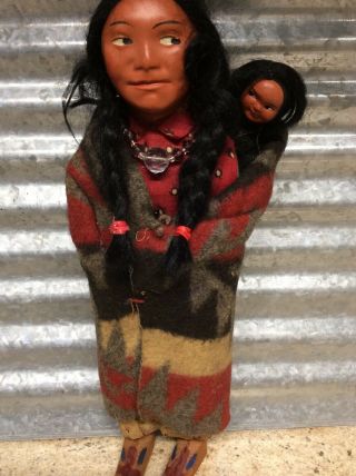Vintage Skookum Native American Indian Doll With Papoose Baby,  12 1/2”,  (HC) 4