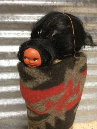 Vintage Skookum Native American Indian Doll With Papoose Baby,  12 1/2”,  (HC) 7