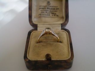 Antique Victorian 18.  Ct Yellow Gold Ring With 0.  40.  Ct Diamond Stones Size (j)