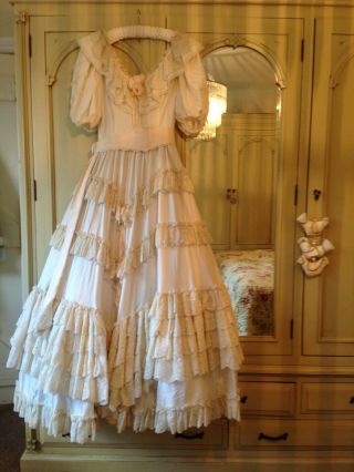Vintage 1980’s Victorian Style ‘cinderella’ Wedding Dress By Beverley Summers