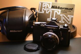 Vintage Nikon Nikkormat Black Ftn W/50mm F/2 Nikkor H C Lens & Case