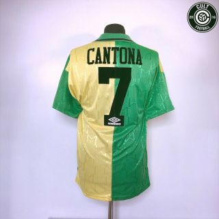 Cantona 7 Manchester United Vintage Umbro Third Football Shirt 1992/94 (m) (l)