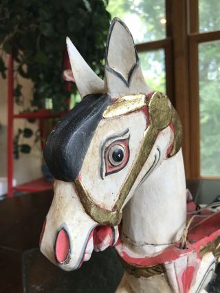 Vintage Carved Wood Chinese Flying Pegasus Hanging Horse Art Statue Sculpture 5