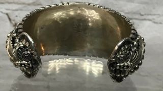 vintage navajo signed ADC heavy sterling silver leaves cuff bracelet 4