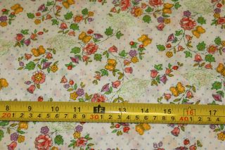 Vintage Cabbage Patch Kids Sprightly Floral Fabric - 10 Yards - White Cotton