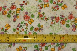 Vintage Cabbage Patch Kids Sprightly Floral Fabric - 10 Yards - White Cotton 2