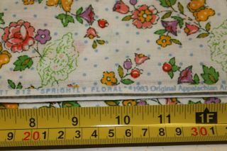 Vintage Cabbage Patch Kids Sprightly Floral Fabric - 10 Yards - White Cotton 5