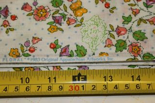 Vintage Cabbage Patch Kids Sprightly Floral Fabric - 10 Yards - White Cotton 6
