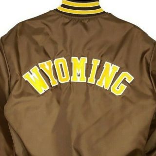 Wyoming Cowboys Satin Bomber Jacket Vintage 80s University Made In Usa Large
