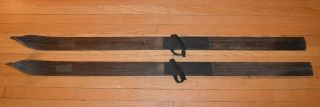 1900 - 1920 Antique Wood Snow Skis 58 " Long X 2 3/4 " Wide