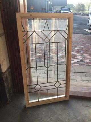 Sg 1383 Antique Leaded Glass Vertical Window Geometric 18 " X 30 3h