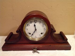 Vintage Sessions Mantle Clock With Double Scroll Wood Design - Cathedral Gong