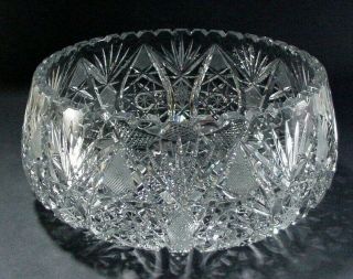 Large Lead Cut Crystal Round Bowl : 10 " Across: 8 Pounds - -