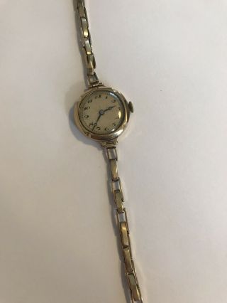 Ladies 9ct Solid Gold Swiss Watch Vintage 15 Jewel Movement - Broken Strap