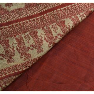 Sanskriti Vintage Red Heavy Saree Pure Silk Craft Fabric Woven Baluchari Sari 6