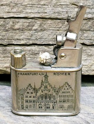 Vintage rare 1940 ' s German made Myflam B51 petrol lighter with silver sleeve. 2