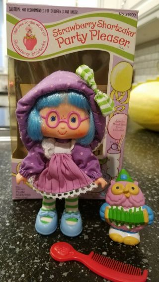 Vintage Strawberry Shortcake Plum Puddin Party Pleaser Doll W/pet And Box Kenner