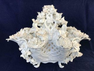 Stunning Antique Meissen Marcolini Porcelain Blanc De Chine Flower Basket.  C1810
